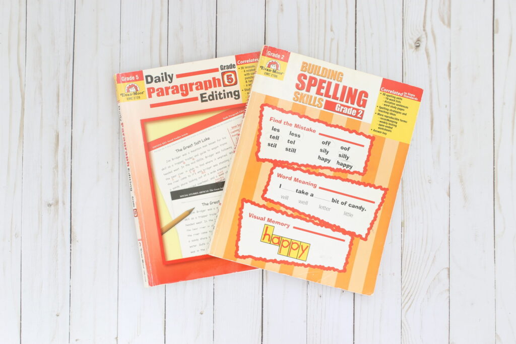 Used spelling and writing homeschool books